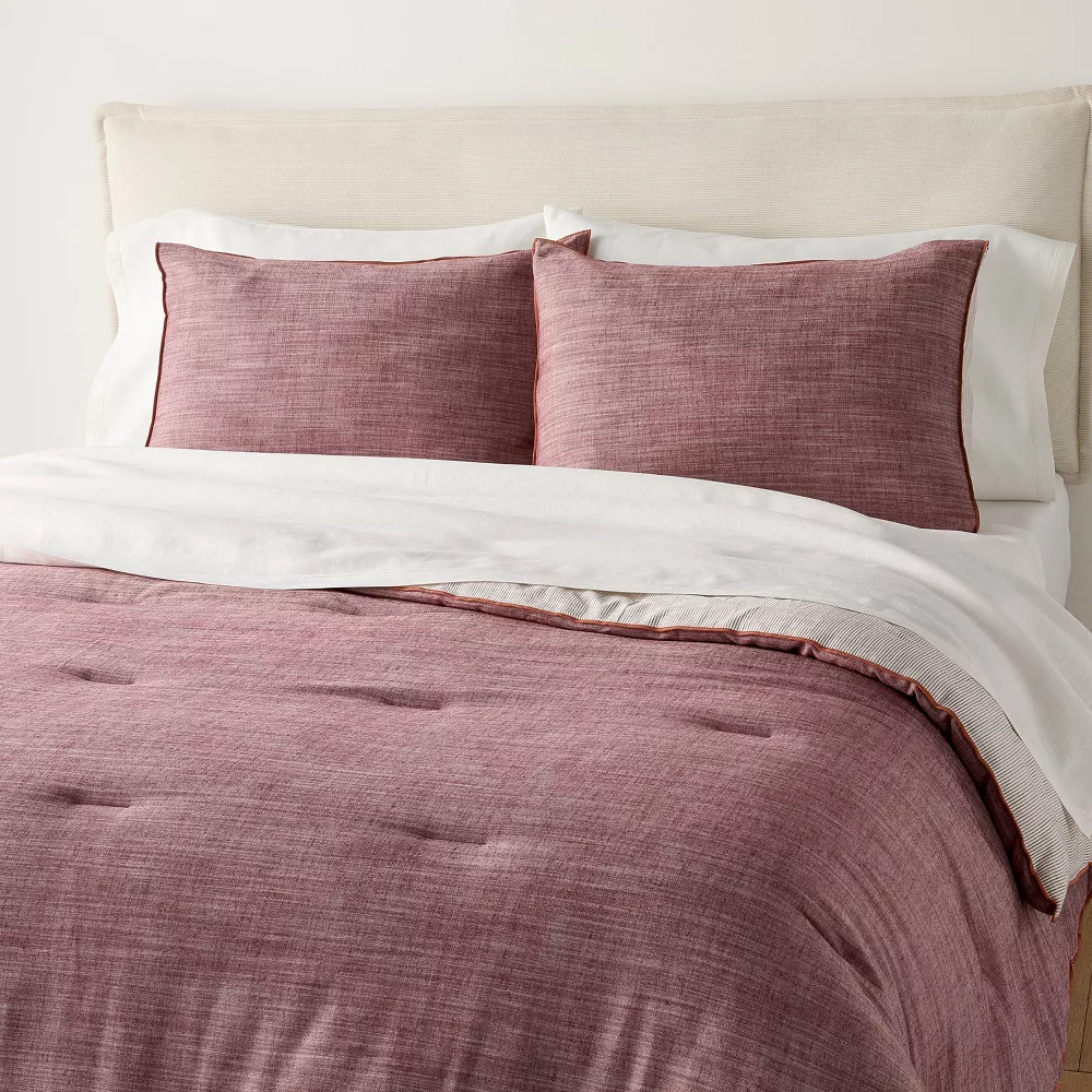 3pc Reversible Duvet Cover Set Burgundy King - Image 2