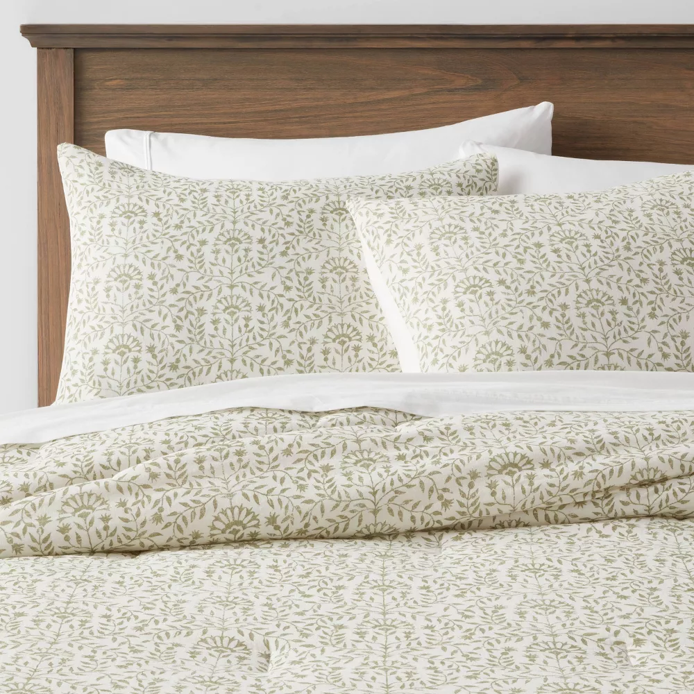 3pc King Traditional Vine Printed Comforter Green