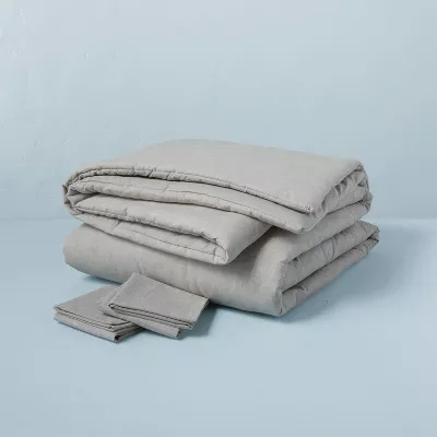 3pc Linen Blend Comforter Set Jet Gray - King - Image 3