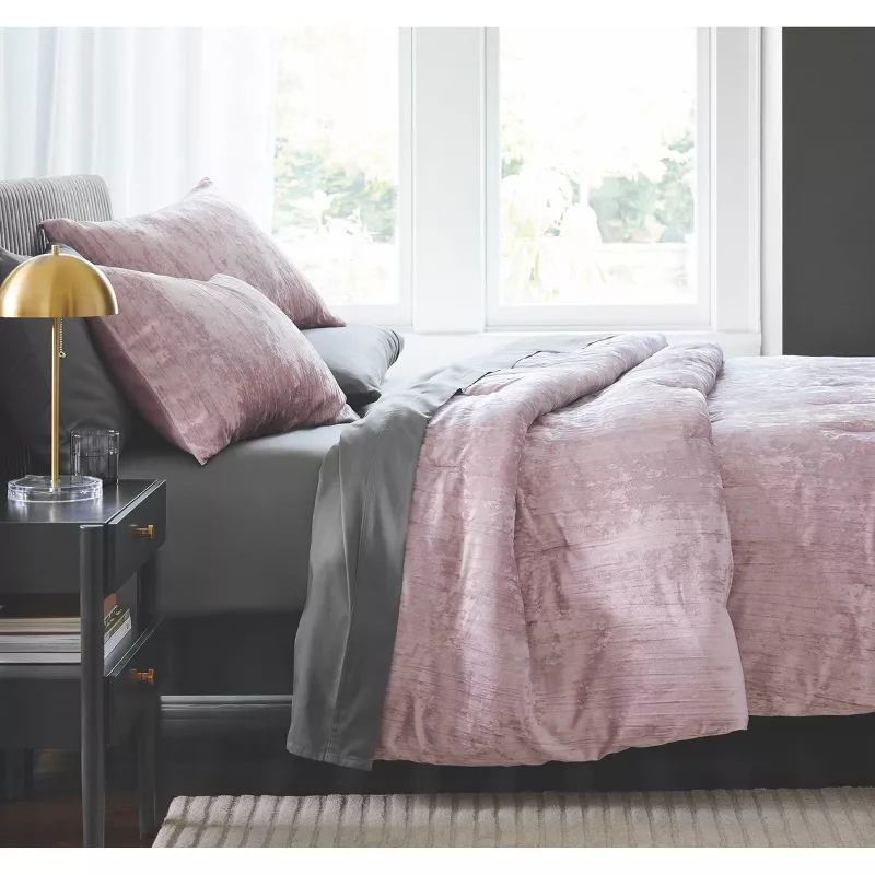 3pc Luxe Distressed Crinkle Velvet Comforter and Sham Set - Full/Queen
