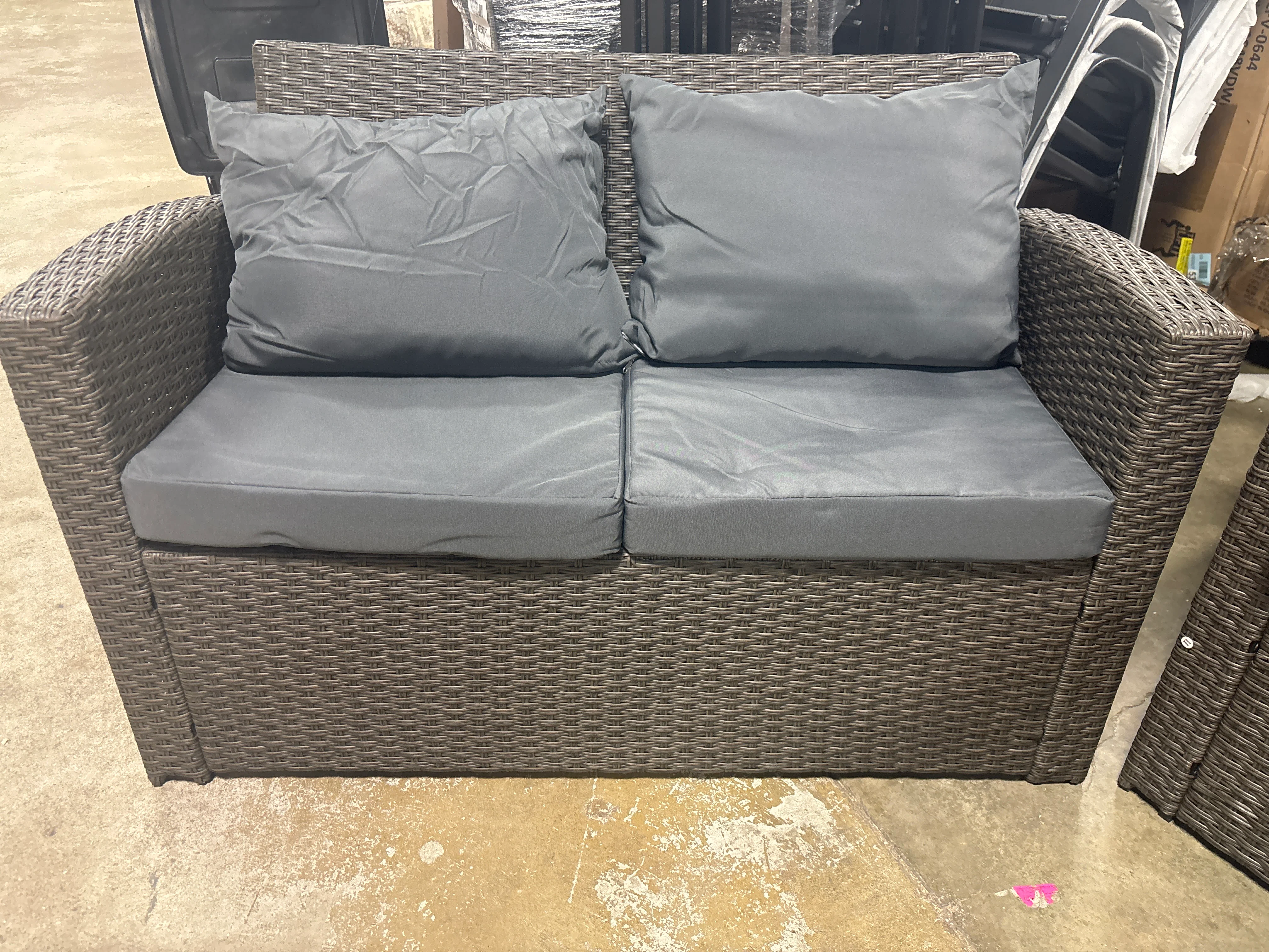 3pcs Patio Rattan Furniture Set with Grey Cushion SHOWROOM ITEM - Image 5