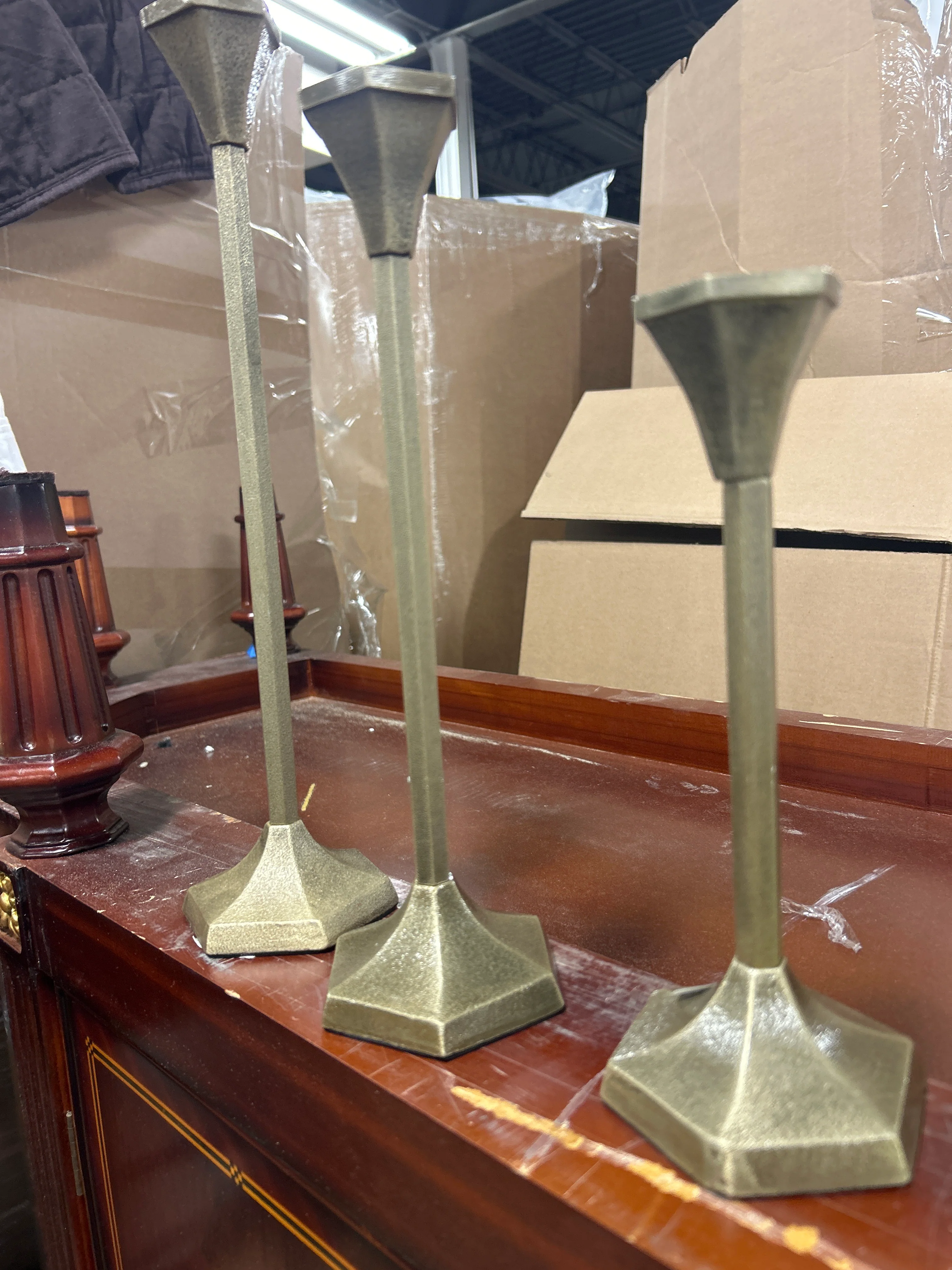 3pk Brass Candlestick Set - Hearth & Hand™ with Magnolia SHOWROOM ITEM - Image 2