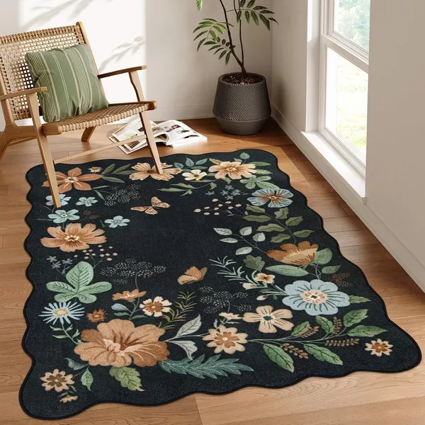 Machine Washable Back to College Series Floral Plant Floor Mat 3x5 - Image 4