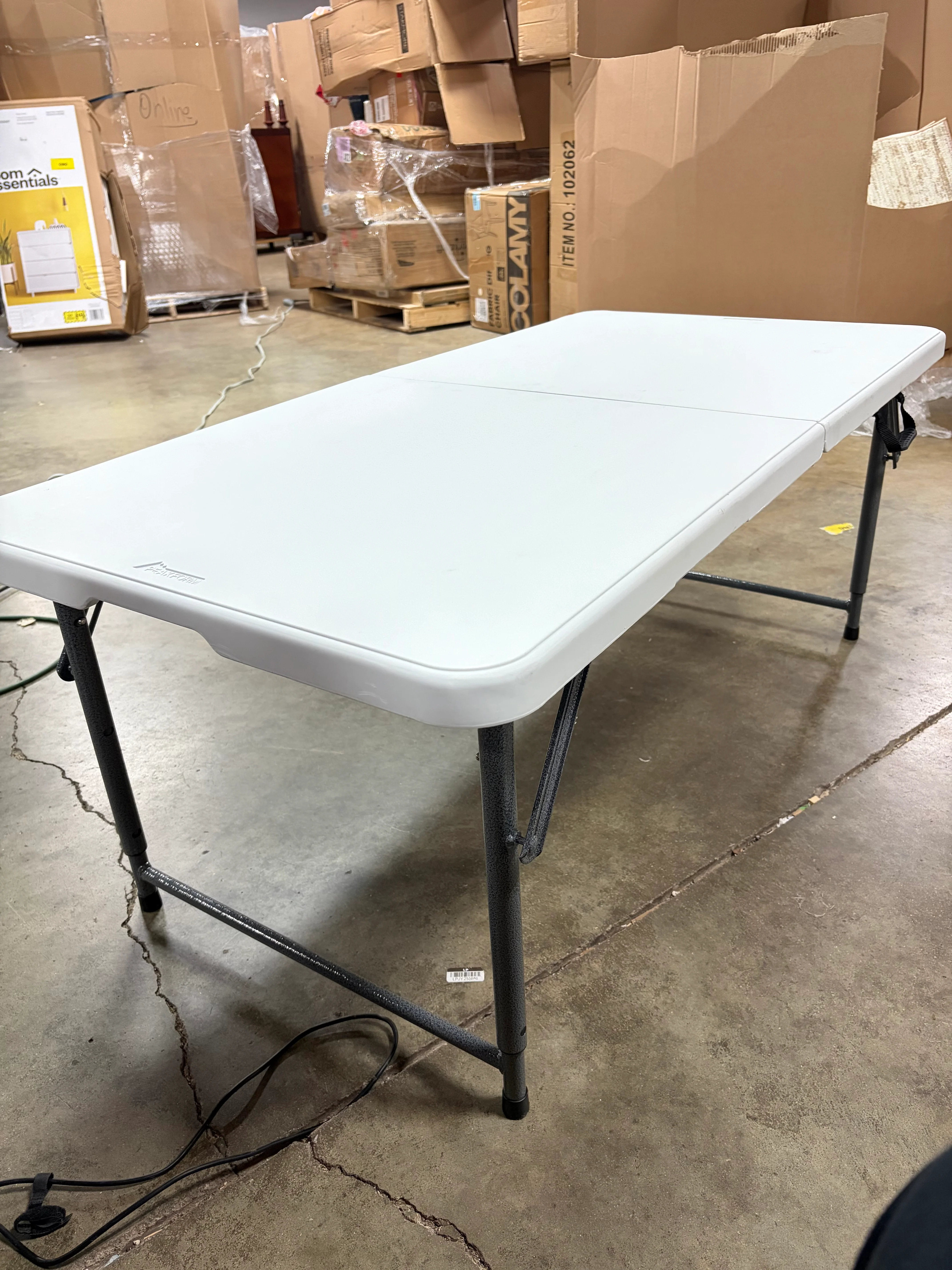 Adjustable Height Folding Table Off White - Image 9