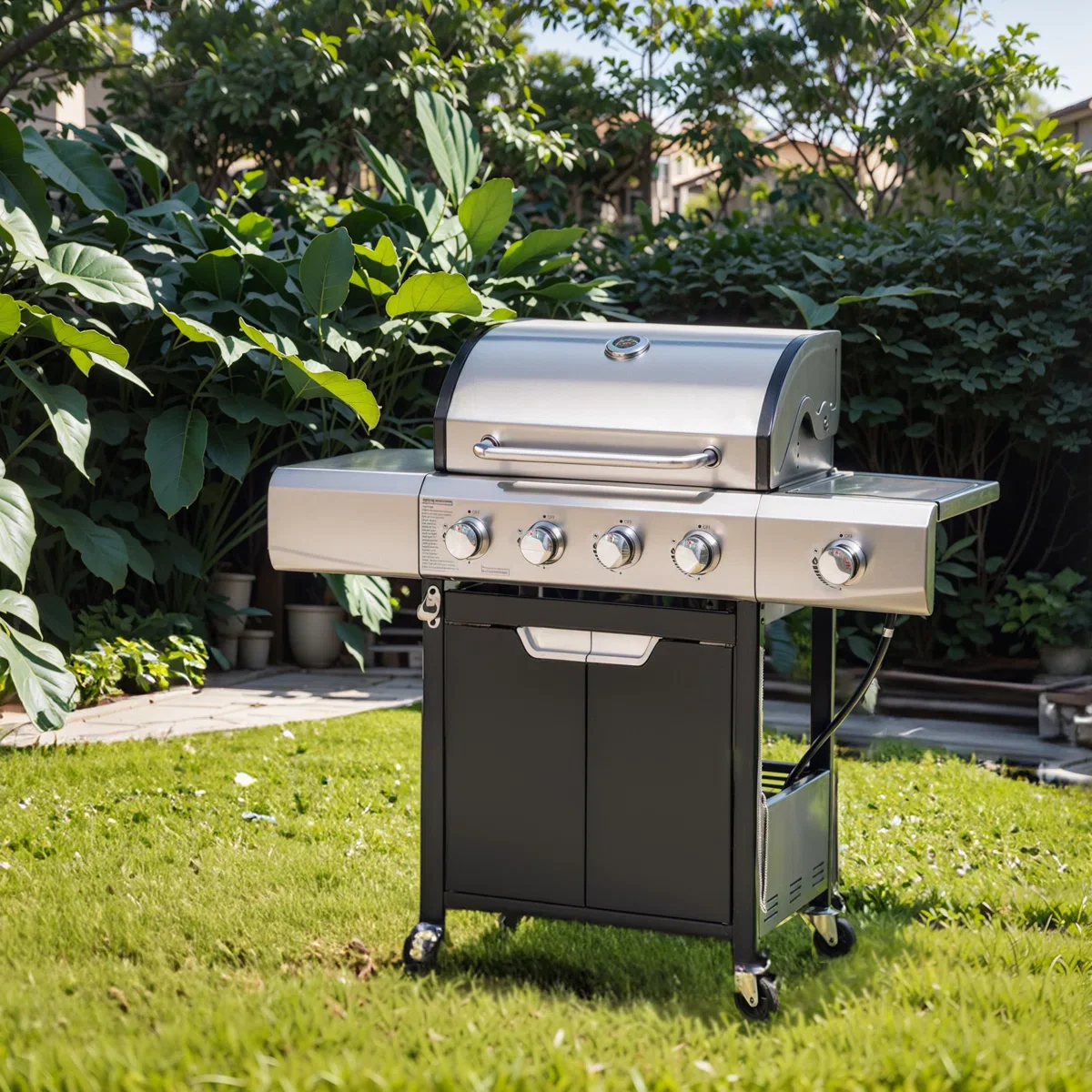 4-Burner Propane Gas Grill with 1 Side Burner and Cover - Image 2