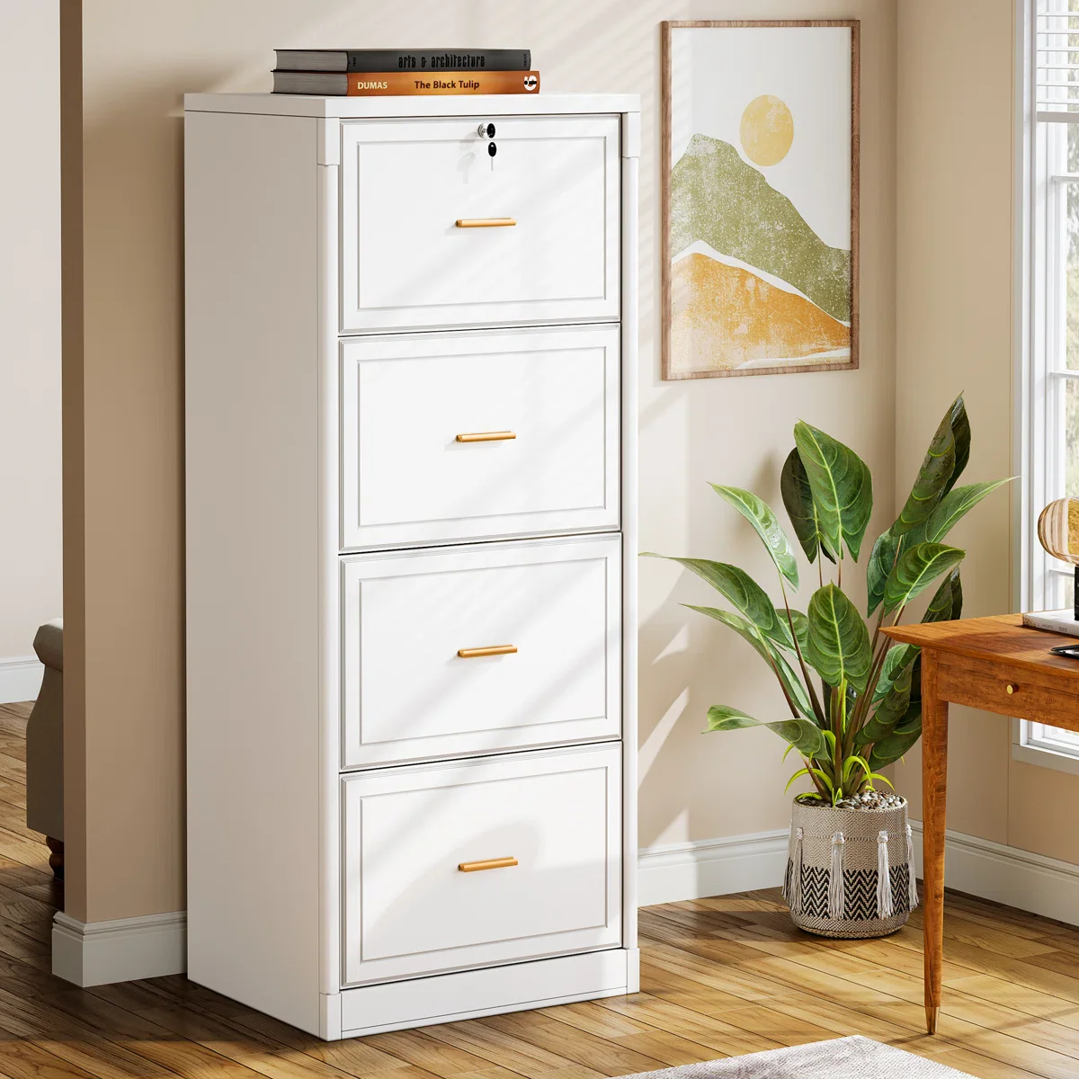 4-Drawer Vertical Filing Cabinet With Lock White SHOWROOM ITEM
