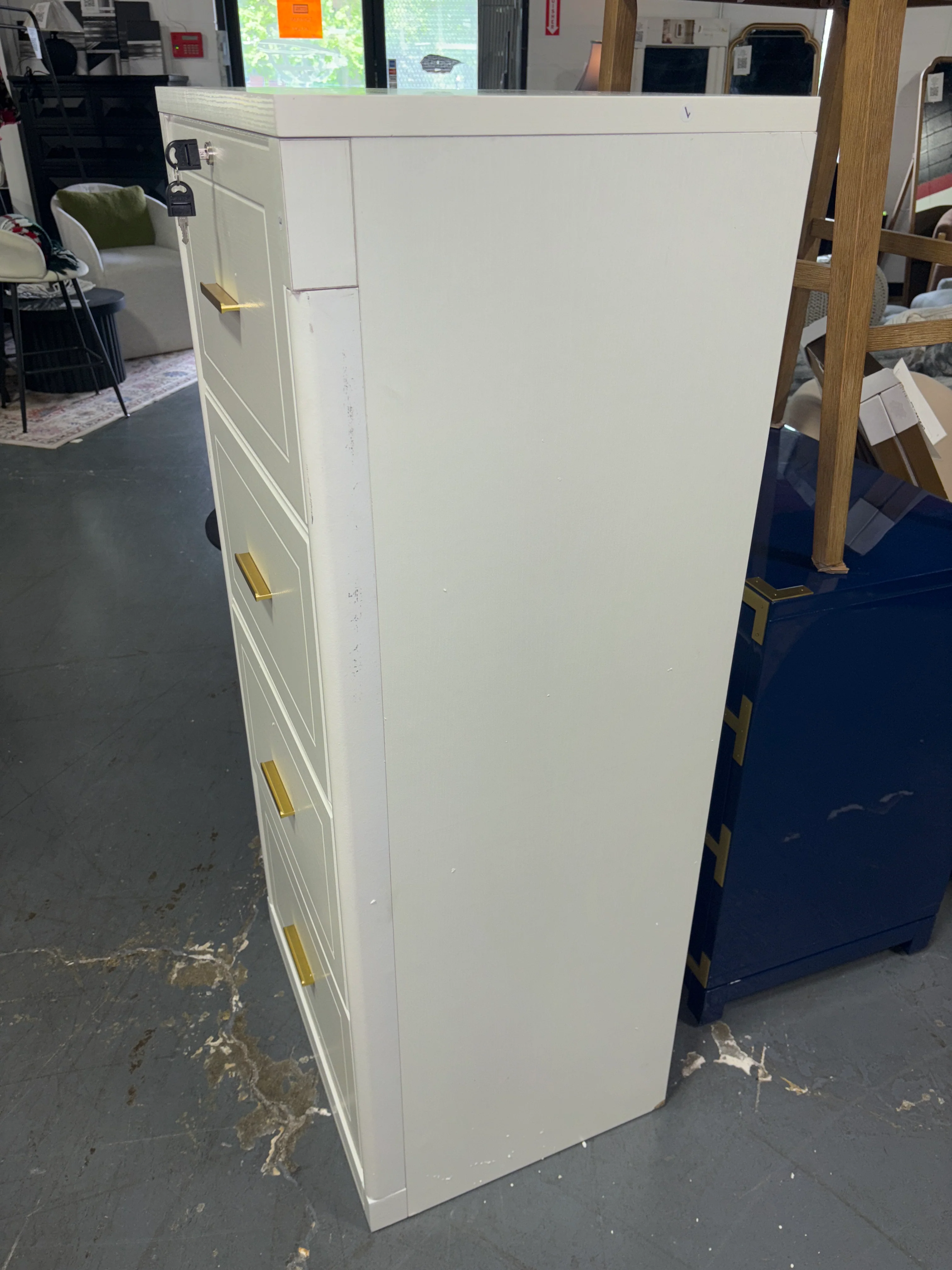 4-Drawer Vertical Filing Cabinet With Lock White SHOWROOM ITEM - Image 3