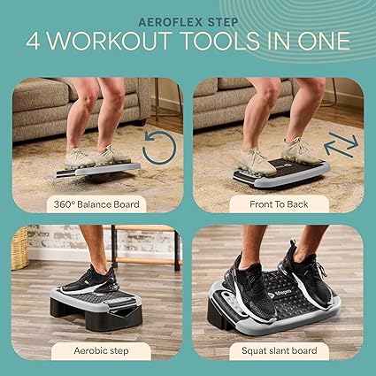 4-in-1 Aerobic Balance Board and Step Up Exercise Platform - Adjustable Multifunctional Slant Board for Home Workouts, Non-Slip Stepper Design, - Image 5