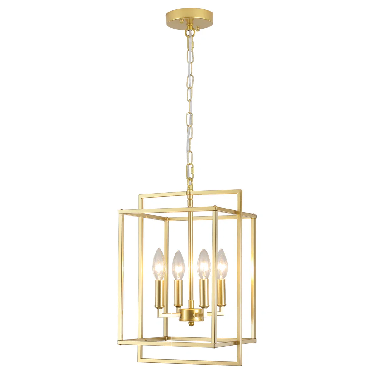4 - Light Dimmable Lantern Rectangle Chandelier