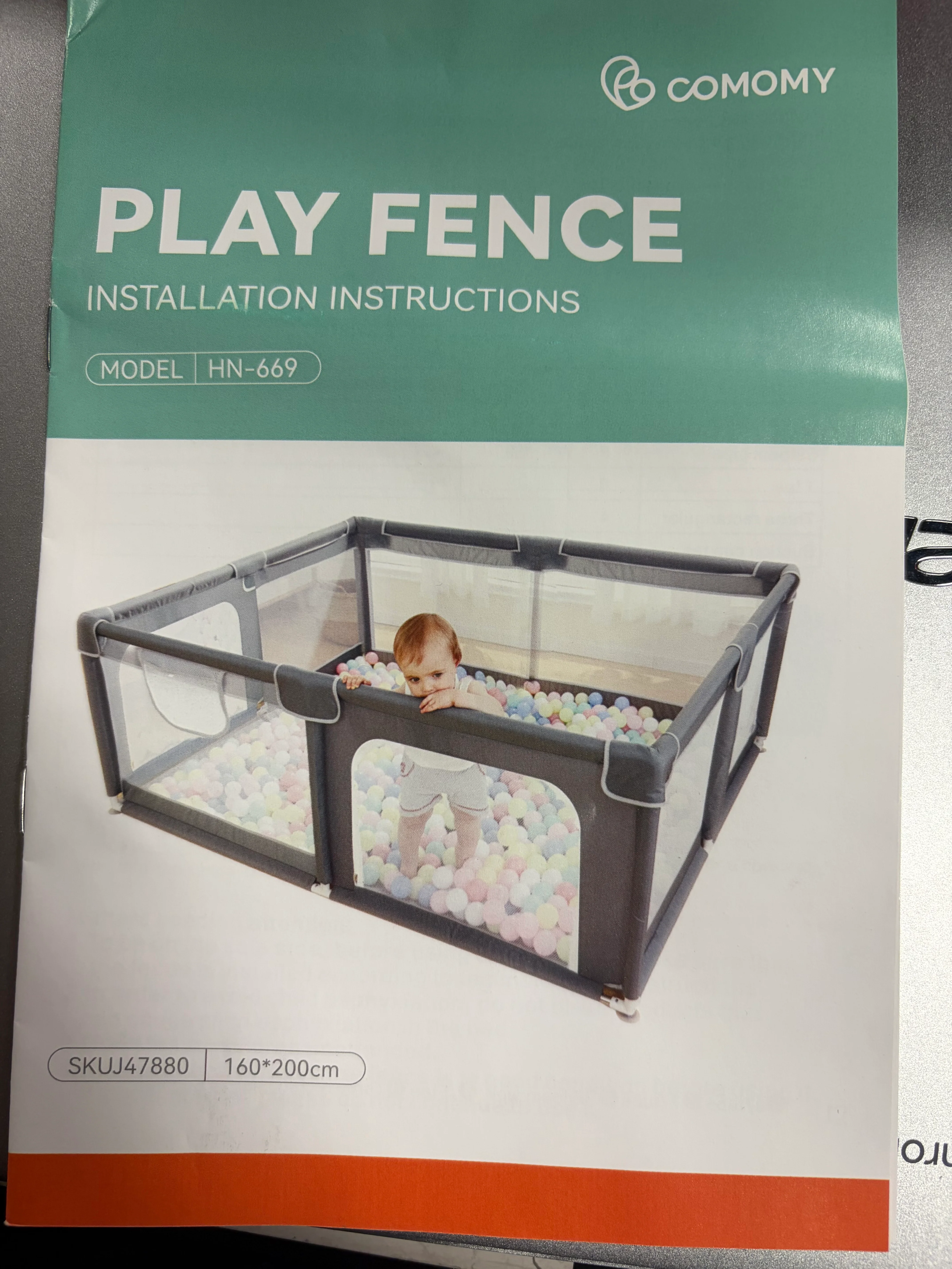 4-Panel Baby Playpen Spacious & Secure Portable Playard Gray - Image 7