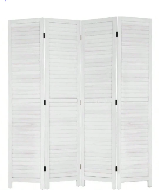 4 Panel Wood Room Divider Privacy Screen Folding Portable Partition White