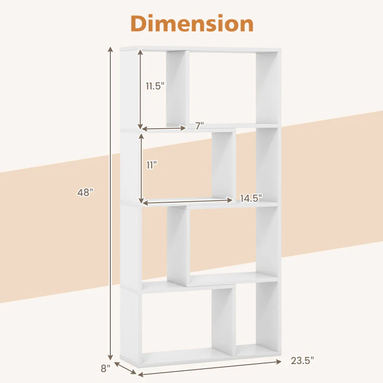 4-Tier Geometric Bookshelf with 8 Cubes - Image 5