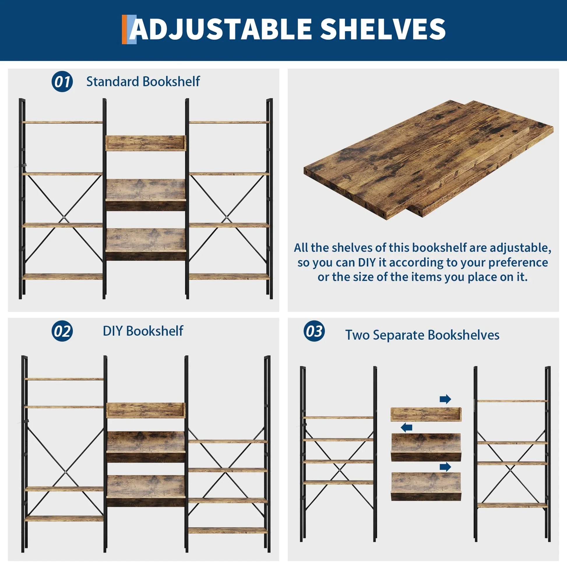 4 Tier Industrial Bookcase - Image 2
