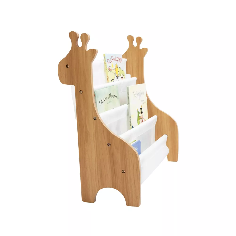 4 Tier Kids' Storage Giraffe Book Rack Natural Wood, - Image 3