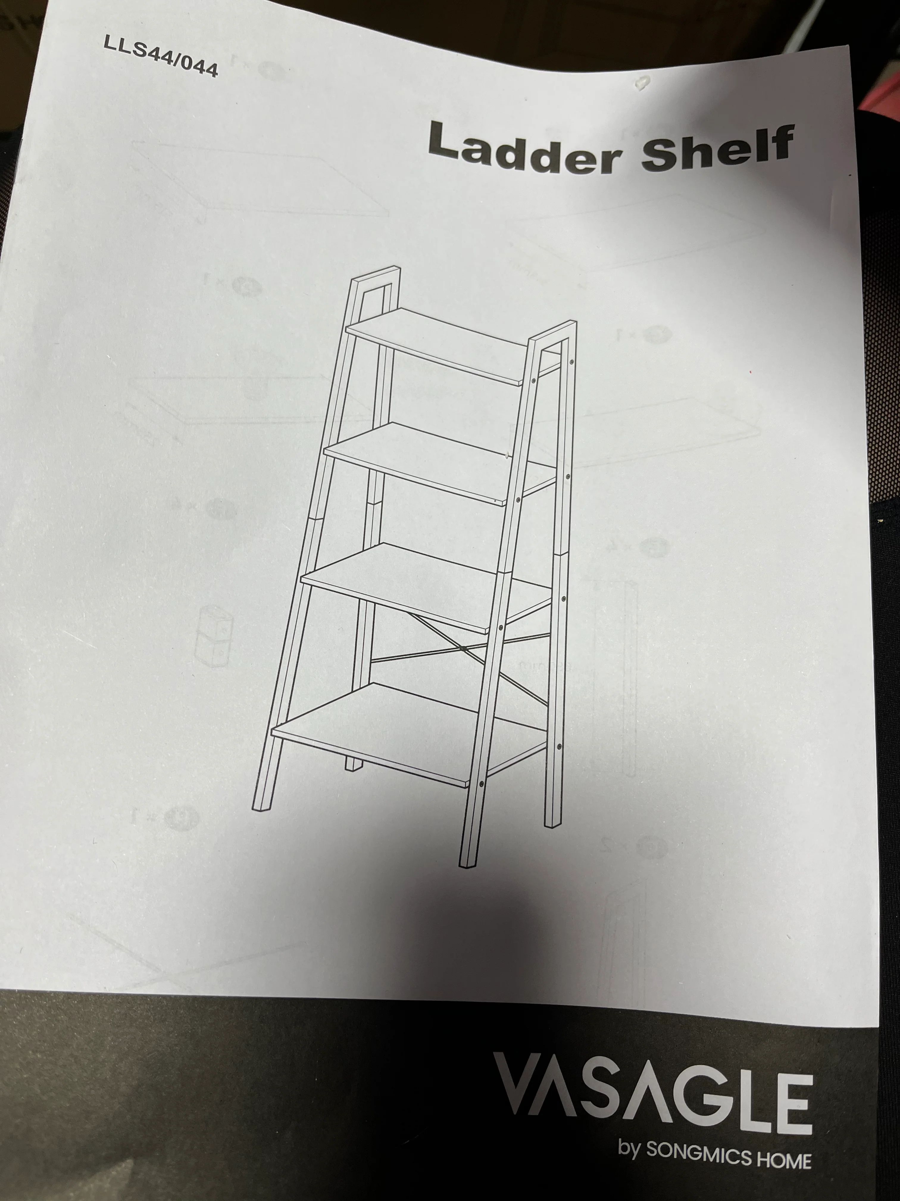 4-Tier Ladder Shelf Wall Ladder Bookshelf Bookcase Rack, Rustic Brown and Black, - Image 10