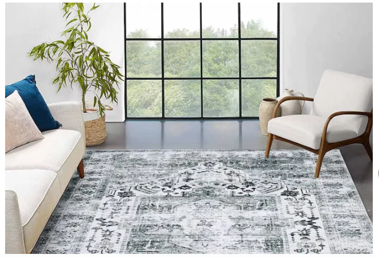 4 x 6 (ft) Loomed Gray Indoor Floral/Botanical Vintage Area Rug - Image 3