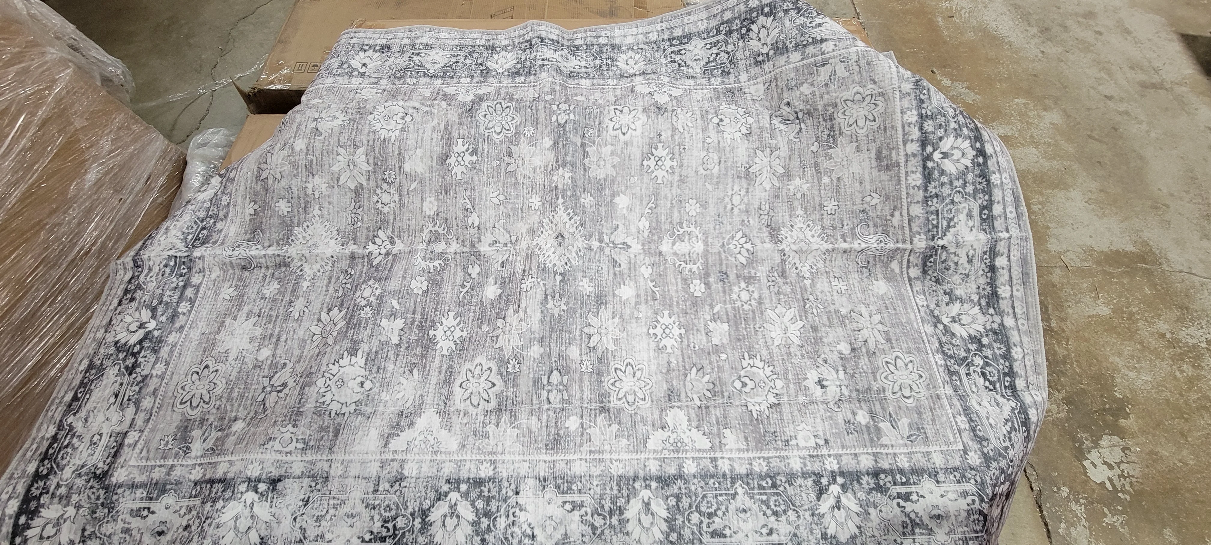4 x 6 (ft) Loomed Gray Indoor Floral/Botanical Vintage Area Rug - Image 6