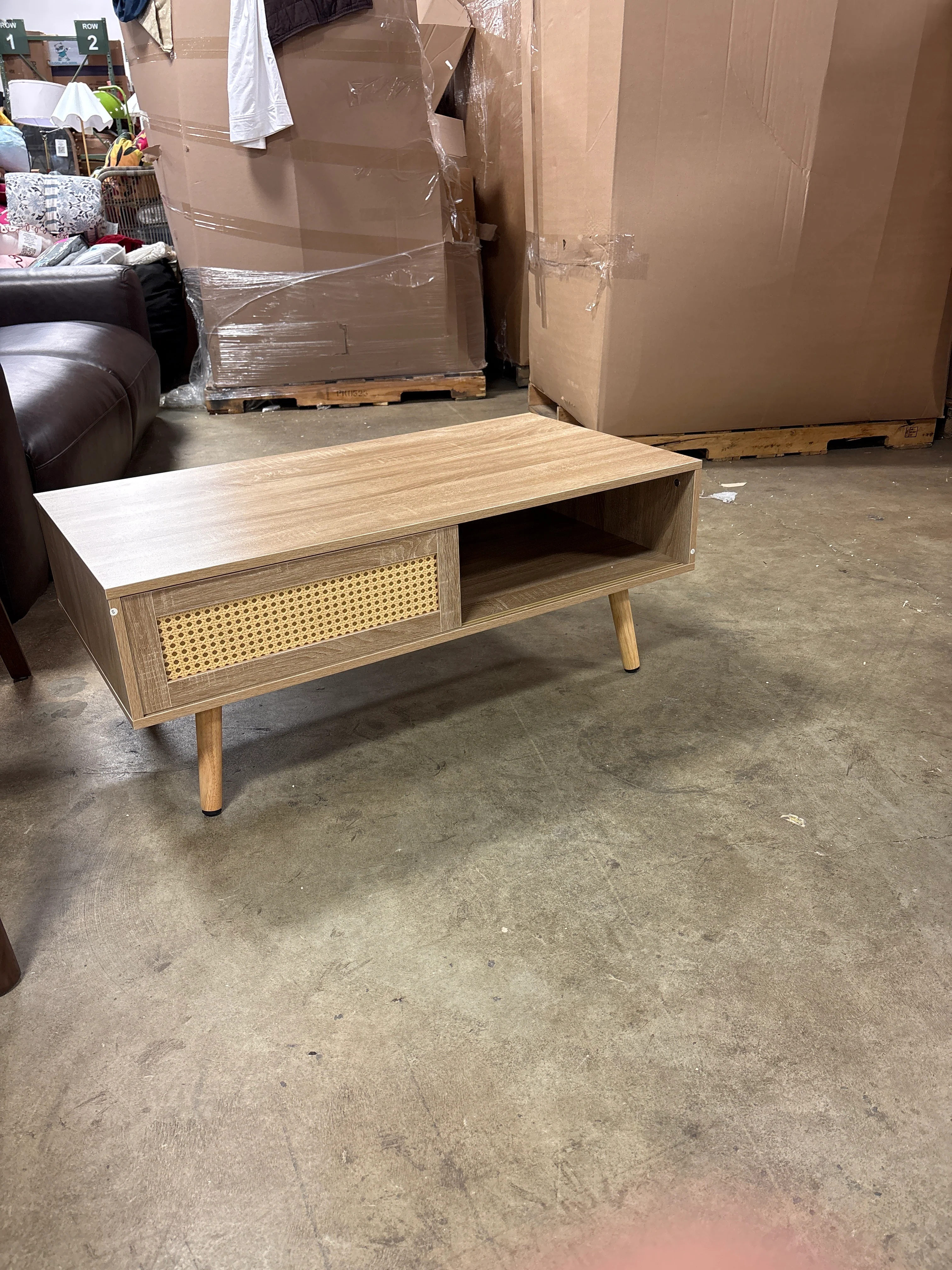 41.34" Rattan Coffee Table with Sliding Door SHOWROOM ITEM - Image 2