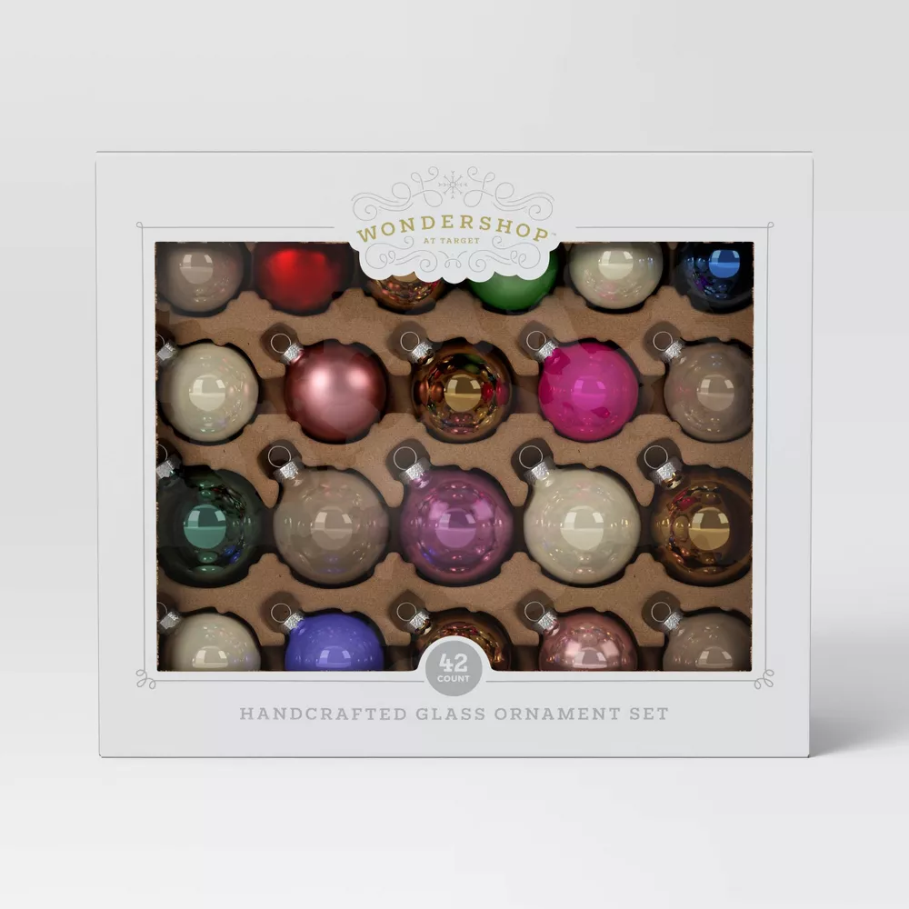 42pc Round Glass Christmas Tree Ornament Set, final cut - Image 2