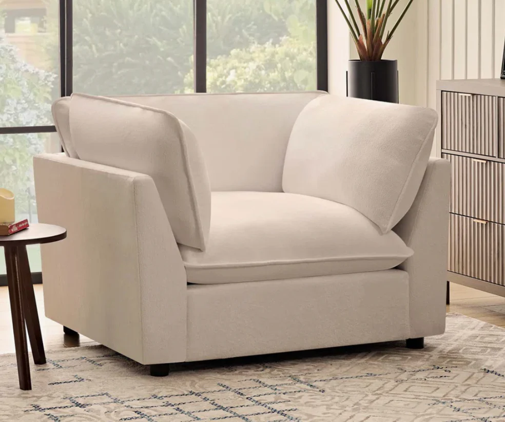 44.49" Wide Upholstered Plush Accent Chair With Square Arms For Living Room Bedroom SHOWROOM ITEM