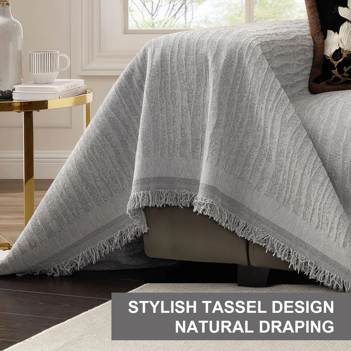Jacquard Non-Slip Sofa Throw - Thick Reversible Knit Blanket - Image 3