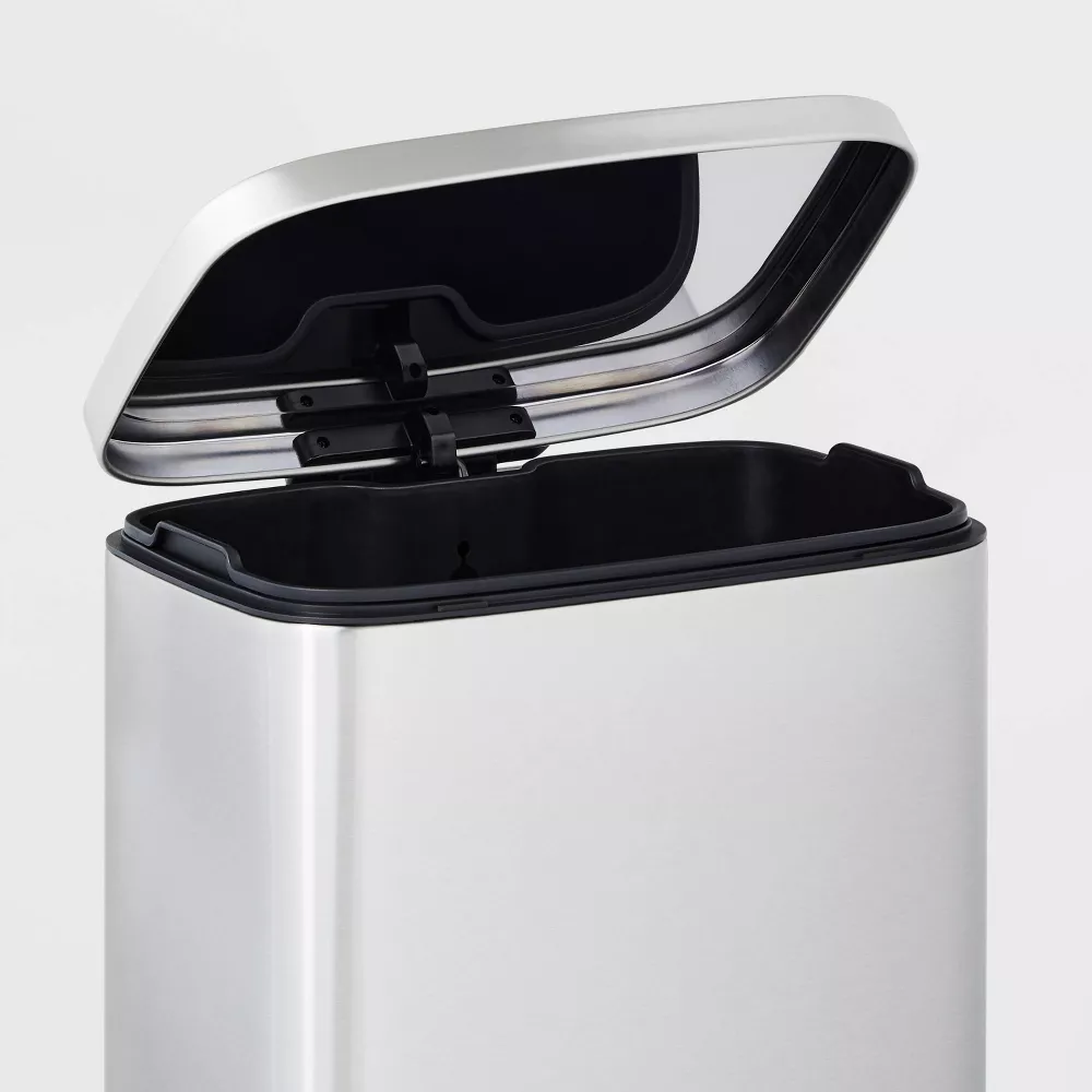 Rectangular Step Trash Can Silver - Image 2
