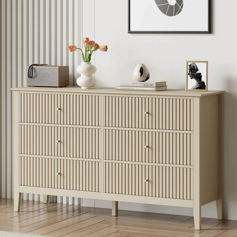47'' 6-Drawer Fluted Double Dresser SHOWROOM ITEM