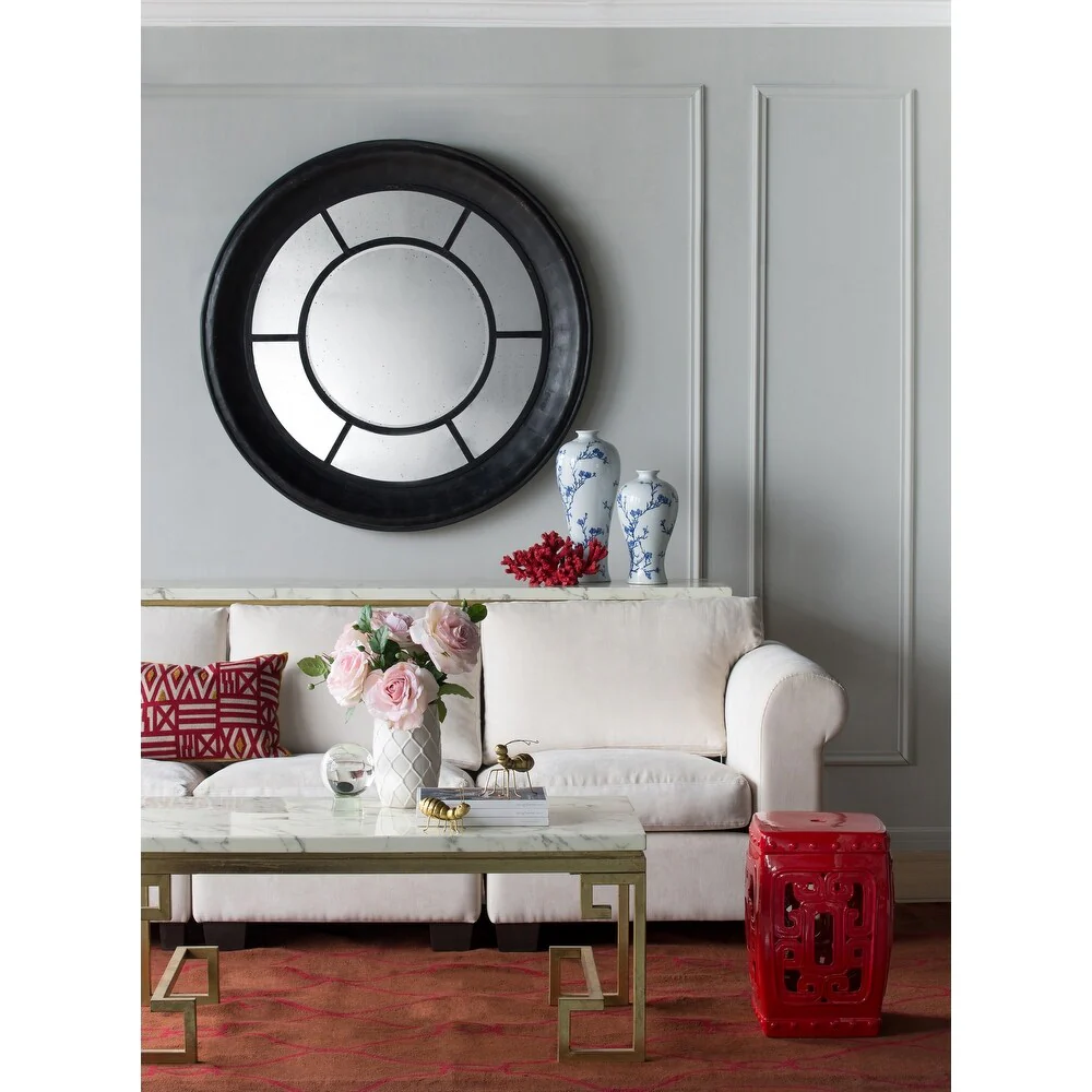 47" Black Round Antique Distressed Mirror SHOWROOM ITEM - Image 2