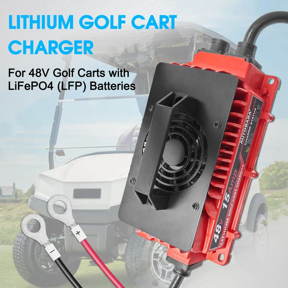 Lithium Onboard Golf Cart Battery Charger w/ Ring Terminals Plug - Image 4