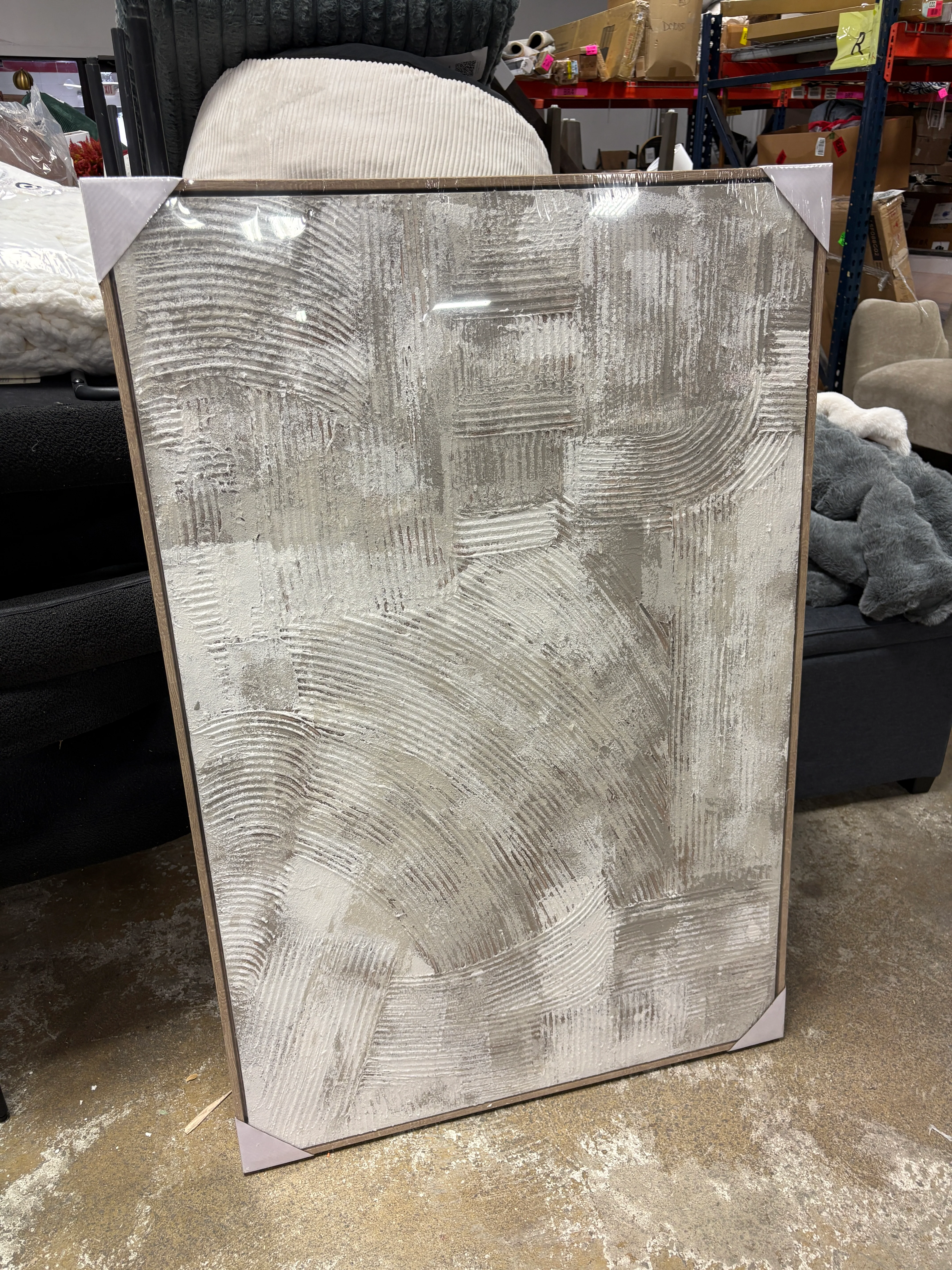 49"x33" Wooden Abstract Textured Framed Wall Art with Wooden Frame SHOWROOM ITEM - Image 2