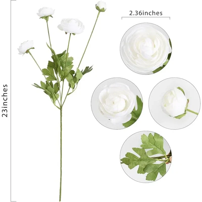 4Pcs Artificial Ranunculus Flower Silk Flowers Persian Buttercup - Image 3