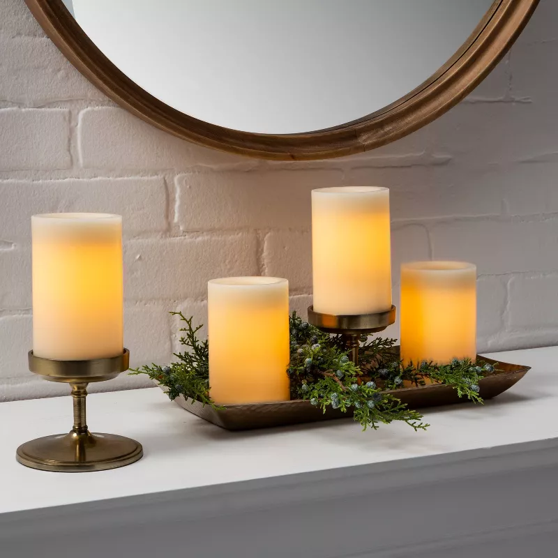 4pk LED Flameless Black Wick Candle Cream - Image 2