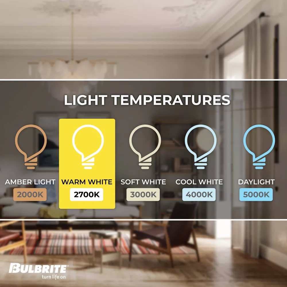 4pk Filament 5W LED Light Bulbs Clear: Dimmable, 100W Equivalent, Decorative A19, E26 Base, - Image 3