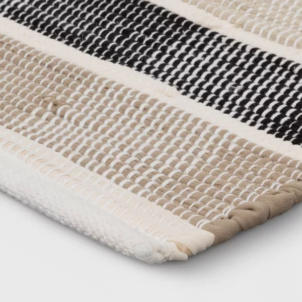 Check Striped Chindi Handwoven Area Rug 4'x5'6" - Image 3
