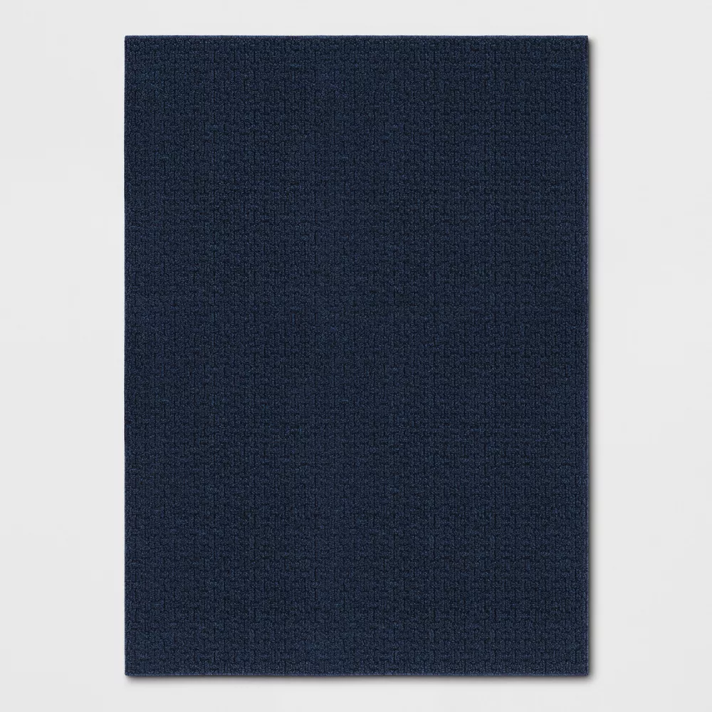 Washable Solid Machine Tufted Accent Rug Blue 4'x6'