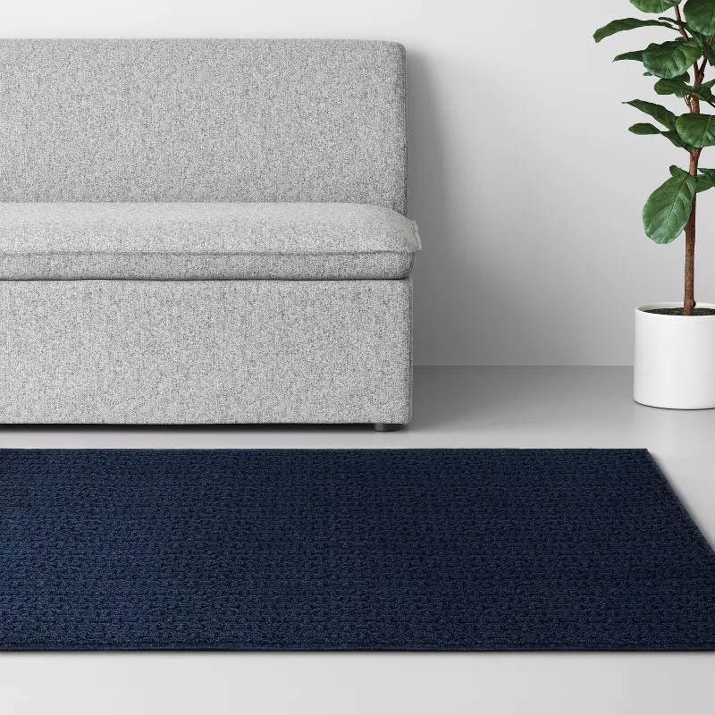 Washable Solid Machine Tufted Accent Rug Blue 4'x5'6" - Image 3