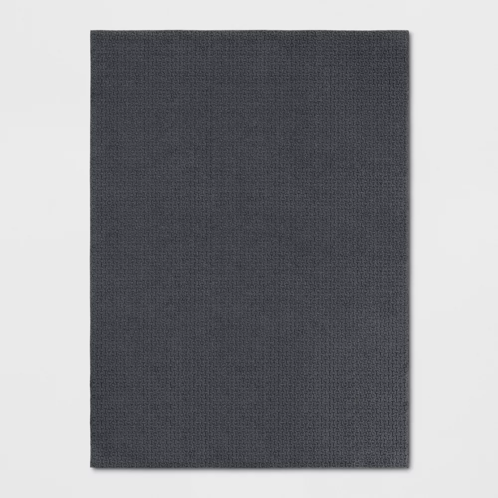 Washable Solid Machine Tufted Accent Rug Gray 4'x5'6"