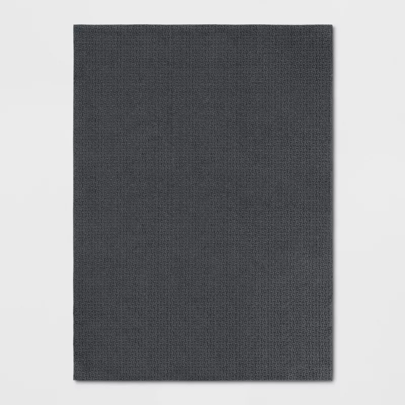 Washable Solid Machine Tufted Accent Rug Gray 4'x5'6"