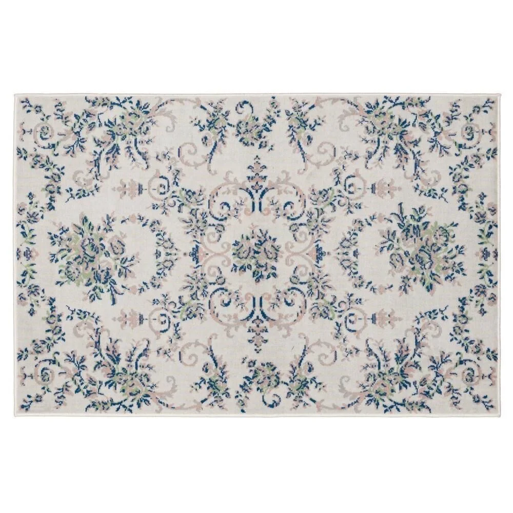 Floral Scroll Woven Area Rug Cream/Pink 4'x6'