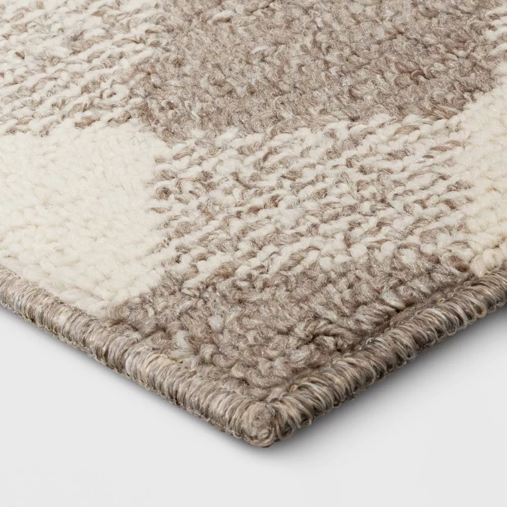 Gingham Washable Area Rug Heathered Gray/Ivory 4'x6' - Image 3