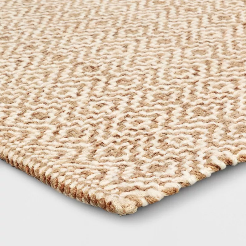 4'x6' Jute Diamond Area Rug Tan/Ivory - Image 3