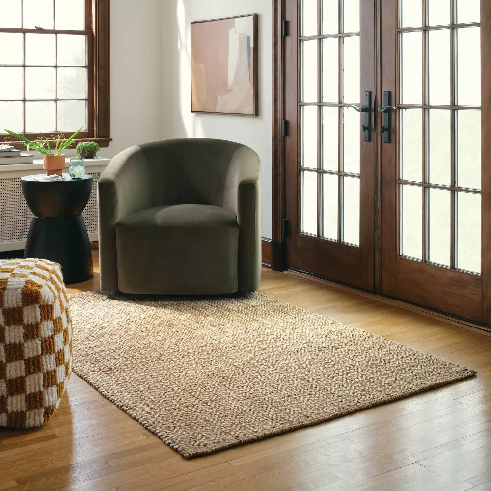 Jute Diamond Area Rug Tan/Ivory 4'x6' - Image 4
