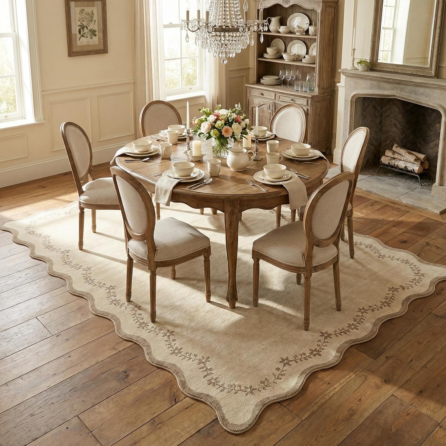 Jute Scalloped Washable Area Rug 4x6 - Image 4