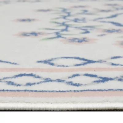 4'x6' Lattice Border Floral Woven Area Rug Cream - Image 3