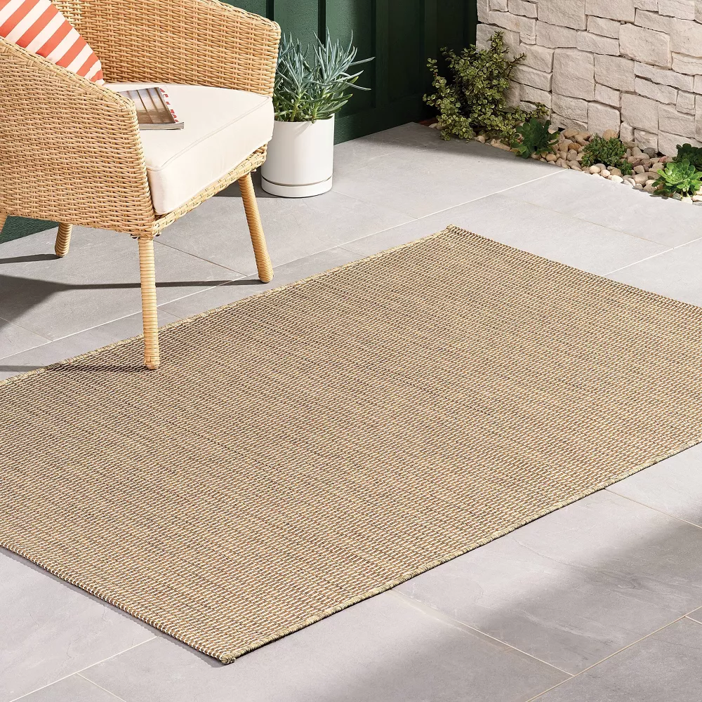 Micro Dash Rectangular Woven Outdoor Area Rug Tan 4'x6' - Image 4