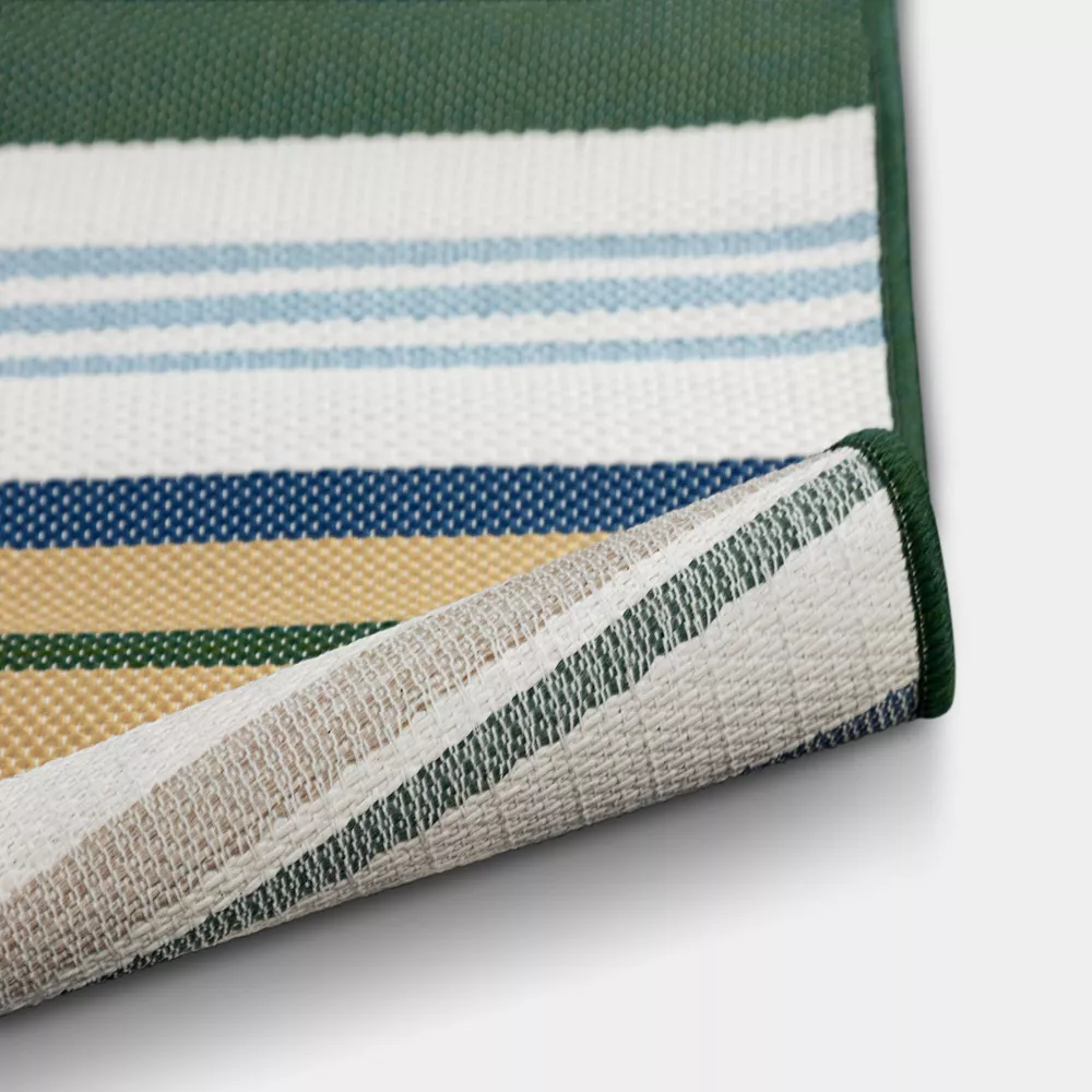 Striped Rectangular Woven Outdoor Area Rug Blue 4'x6' - Image 3