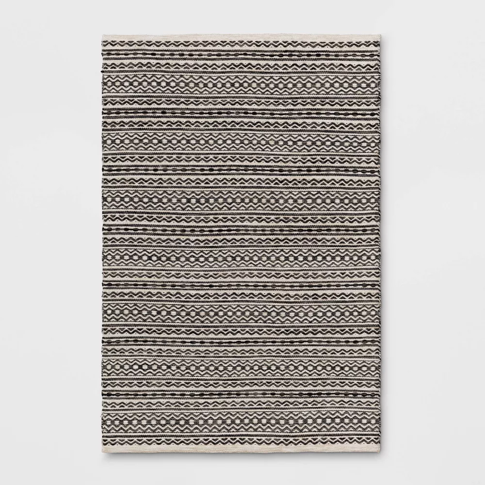 Washable Norwalk Stripe Accent Rug Black/White 4'x6'