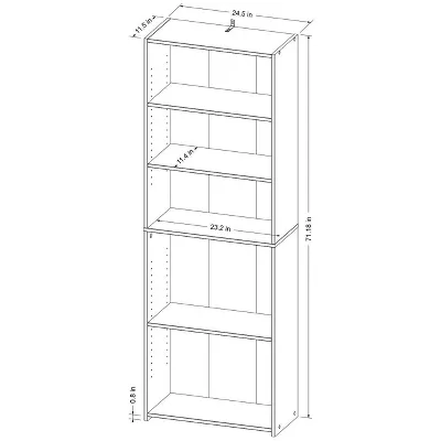 5 Shelf Bookcase Natural - Image 4