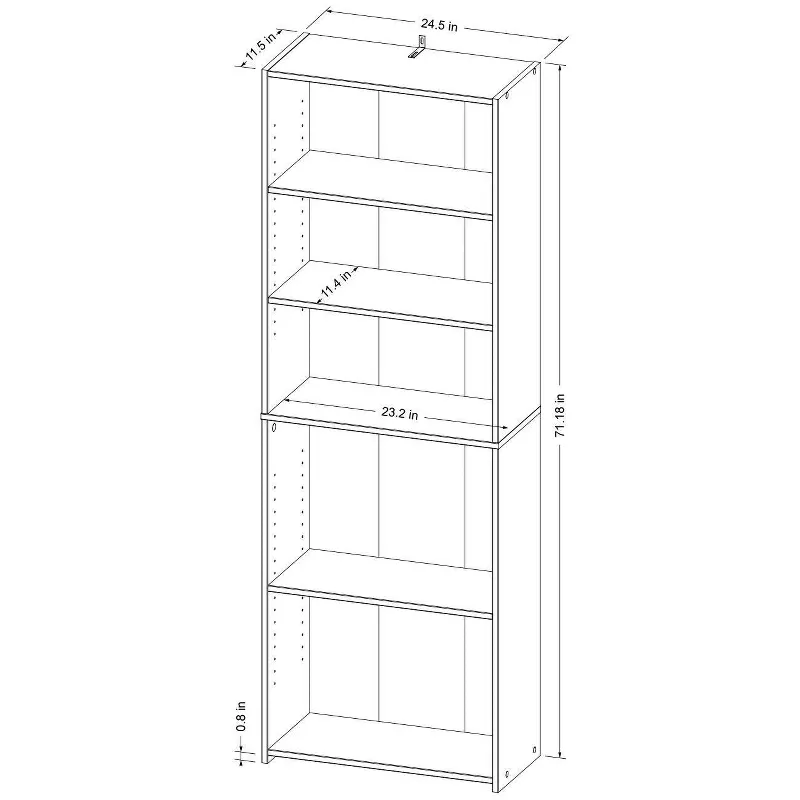 5 Shelf Bookcase Natural, final cut - Image 4