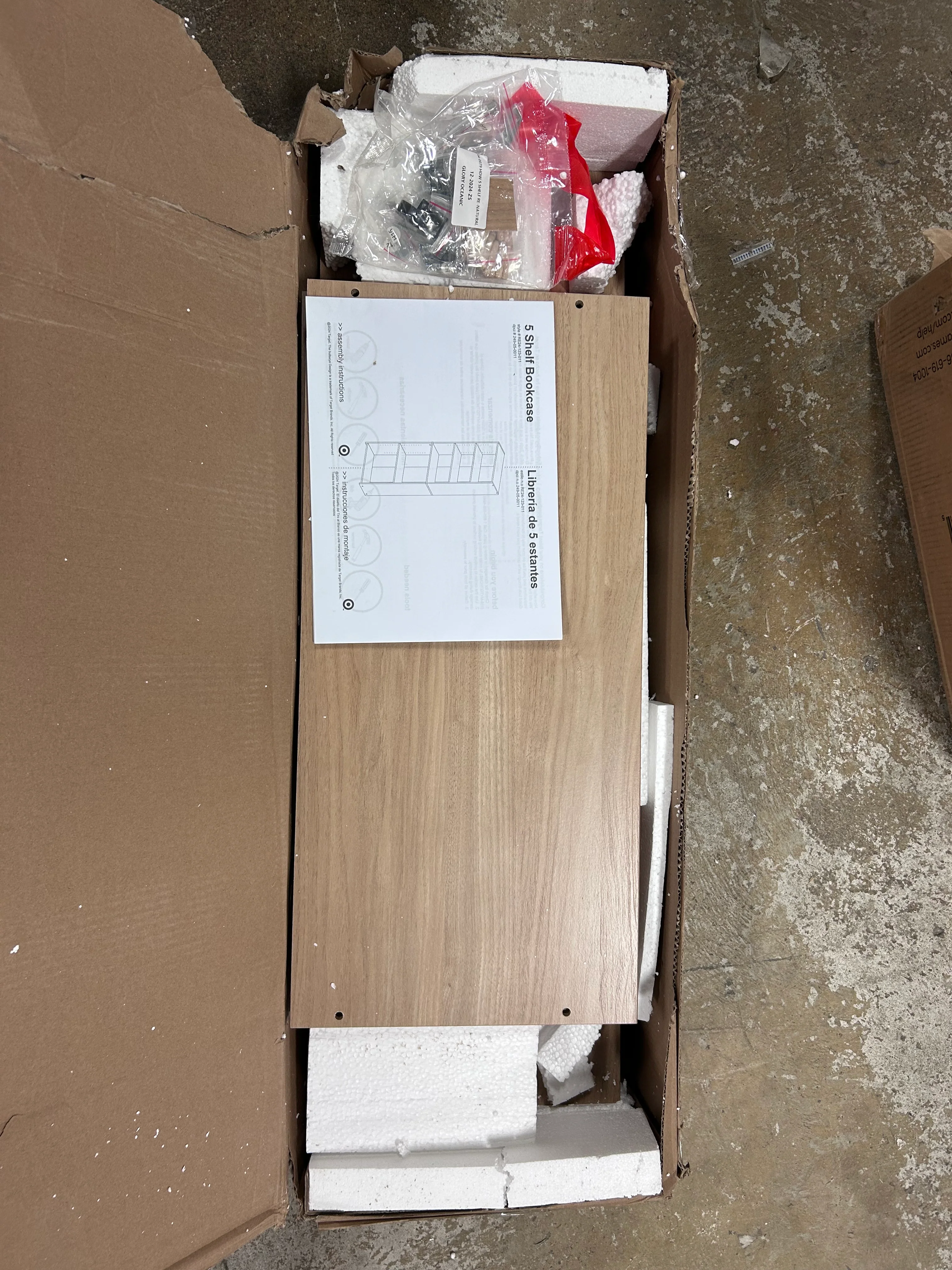 5 Shelf Bookcase Natural Wood - Image 6